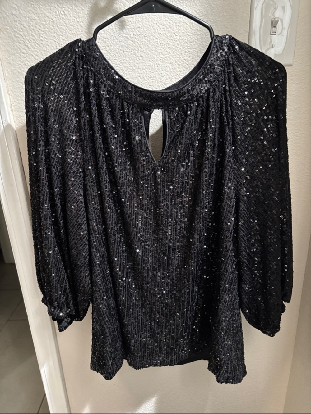 Vince Camuto Black Sequin Women's Party Top XL